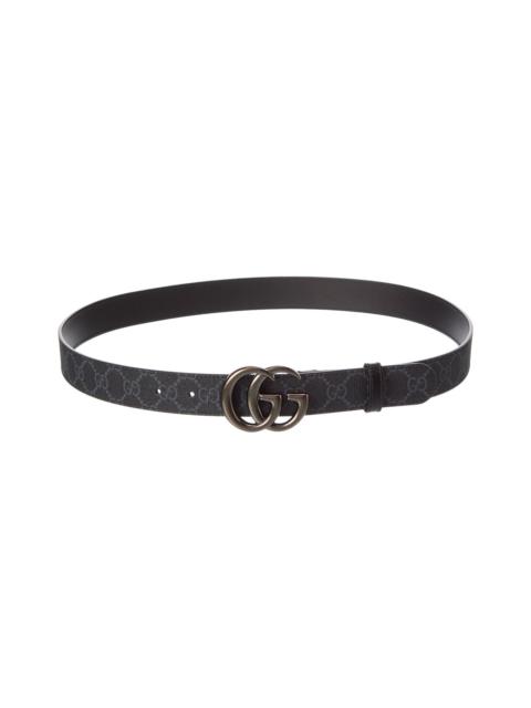 GUCCI Gucci GG Marmont Thin GG Supreme Canvas & Leather Belt