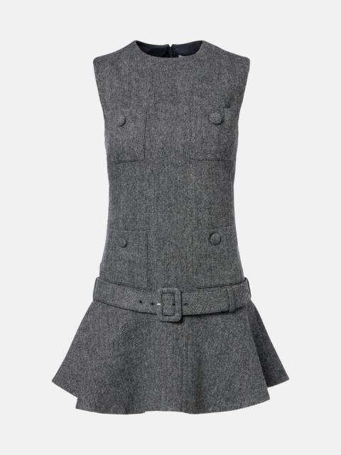 self-portrait Herringbone wool-blend minidress