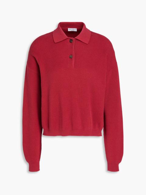 Brunello Cucinelli Ribbed cotton polo sweater