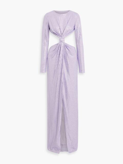 AREA Crystal-embellished twisted cutout jersey gown