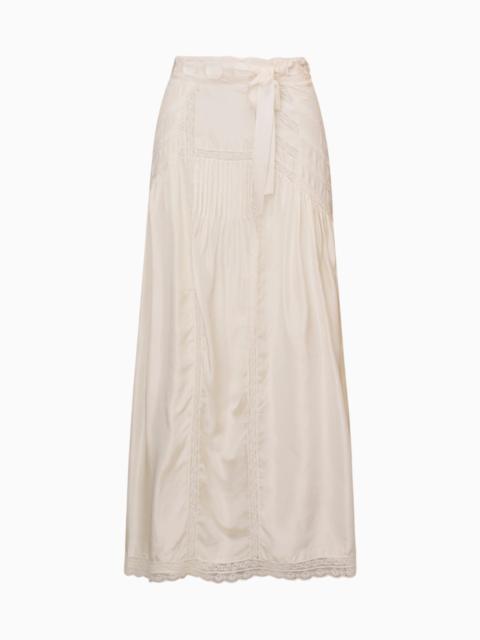 LoveShackFancy Beloria Silk Lace-Detailed Maxi Skirt