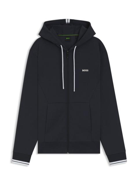 BOSS STRIPE-DETAIL ZIP-UP HOODIE IN A COTTON BLEND