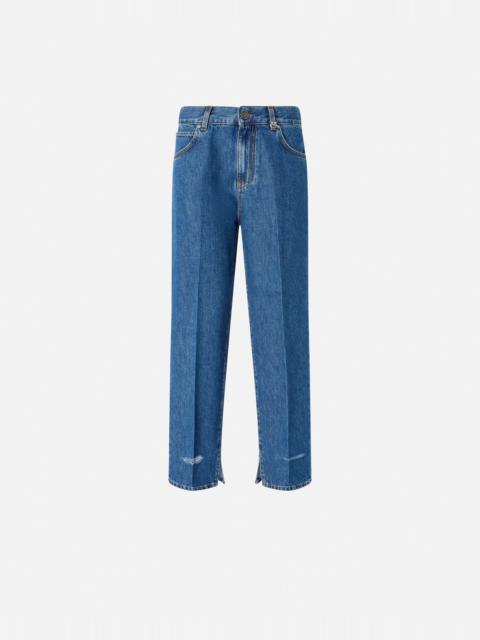 PINKO LOOSE-LEG JEANS WITH SLIT ON THE HEM