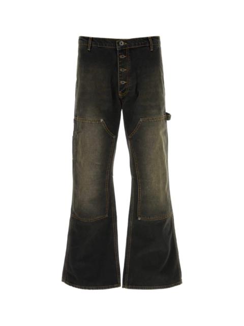 Off-White Off White Men Black Denim Wide-Leg Jeans