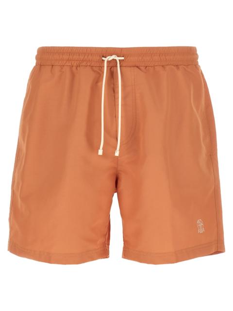 Brunello Cucinelli Brunello Cucinelli Men Logo Embroidery Swimsuit