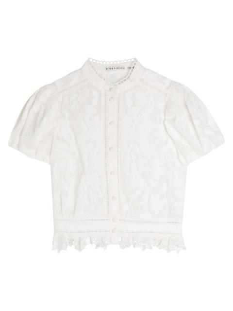 Alice + Olivia Alice + Olivia Loryn Embroidered Cotton Blouse