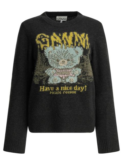 GANNI Ganni Teddy Crew-neck Sweater Black