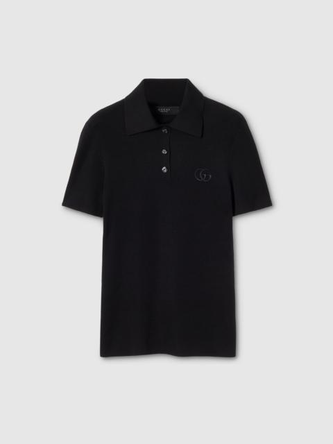GUCCI Cashmere silk polo shirt with embroidery