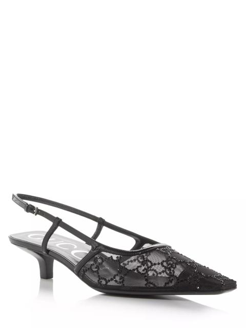 GUCCI Women's GG Pointed Toe Slingback Pumps