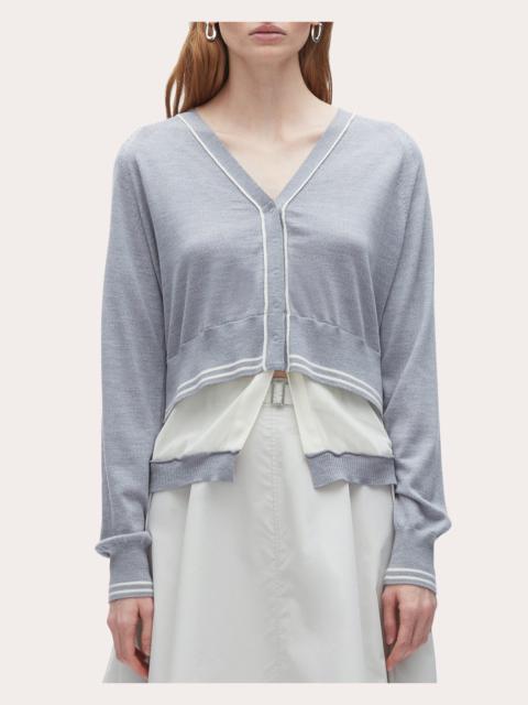 3.1 Phillip Lim Layered Chiffon-Paneled Wool Cardigan