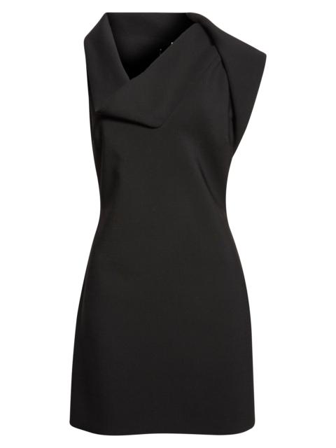 FERRAGAMO FERRAGAMO Asymmetric Neck Minidress in Nero at Nordstrom
