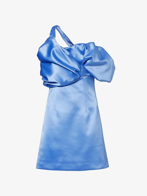 RACHEL GILBERT Mini Larna asymmetric-neck satin mini dress