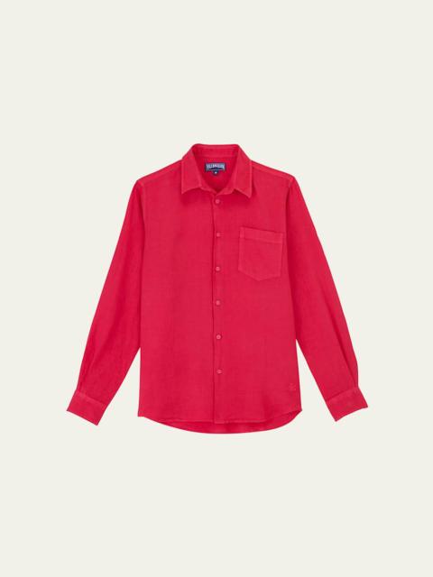 Vilebrequin Men's Caroubis Solid Linen Sport Shirt