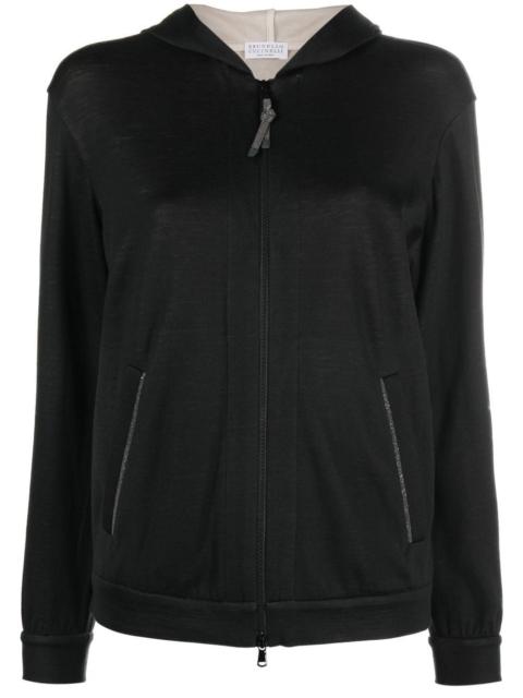 Brunello Cucinelli Monili-embellished zip-up hoodie