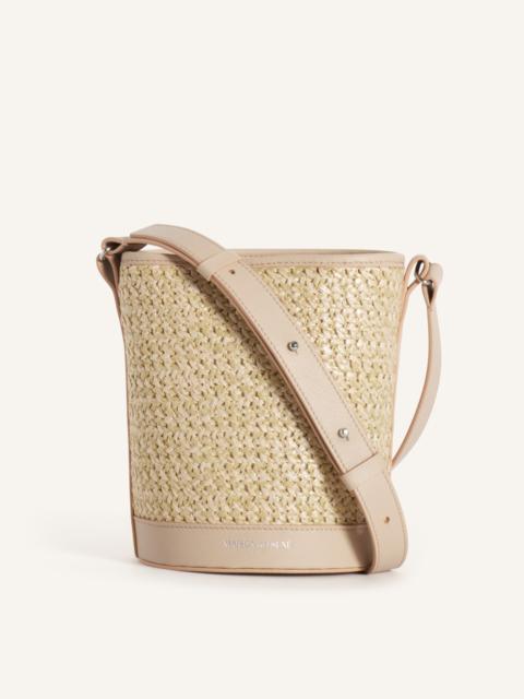 Maison Kitsuné RAFFIA AND LEATHER BUCKET BAG