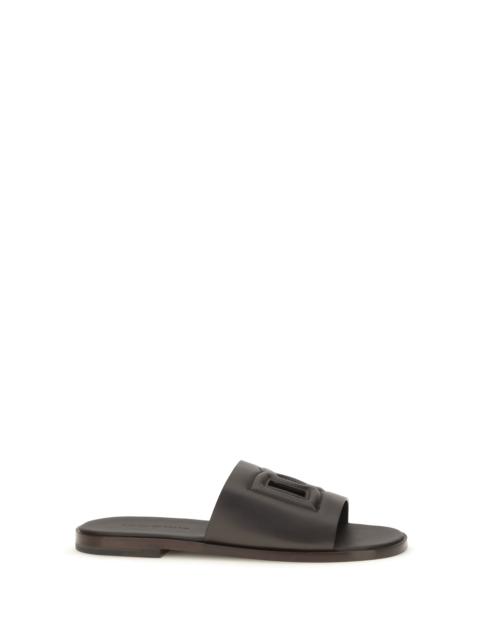Dolce & Gabbana Dolce & Gabbana Embossed Logo Sandals Dark Brown Men