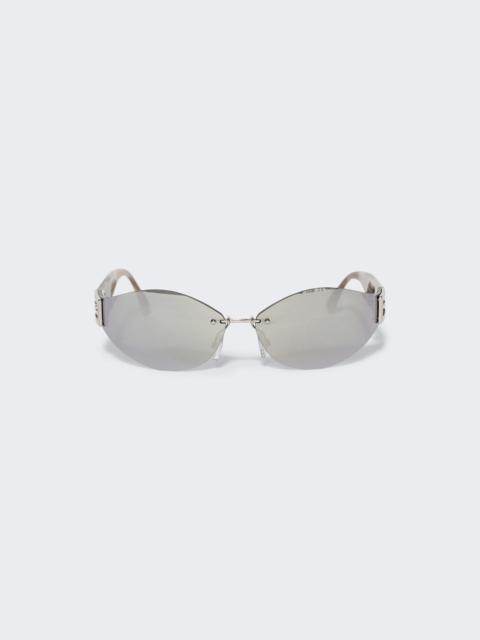 FENDI Baguette Sunglasses Shiny Palladium And Smoke Mirror