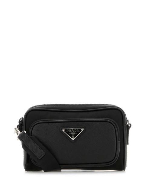 Prada Prada Men Black Re-Nylon And Leather Crossbody Bag