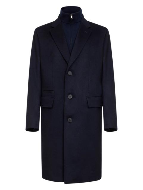ZEGNA Blue Oasi Cashmere overcoat with bib