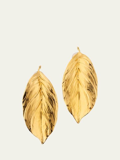 Oscar de la Renta Large Leaf Statement Earrings