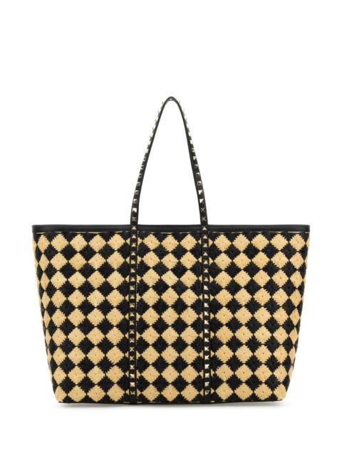 Valentino Valentino Garavani Women Embroidered Raffia Rockstud Shopping Bag