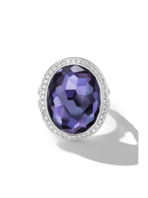 DAVID YURMAN David Yurman Albion Diamond Halo Oval Cocktail Ring in Silver/Lavender Amethyst at Nordstrom