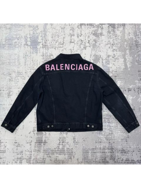 BALENCIAGA Balenciaga pink back logo denim jacket black