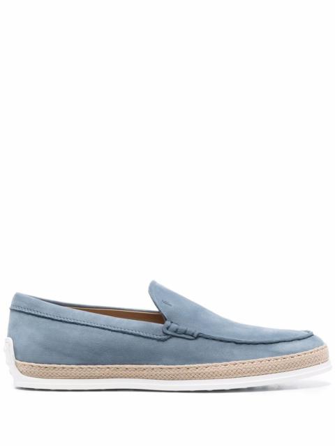 Tod's Tod's Men Slip-Ons Nubuck Loafers With Raffia Weaving