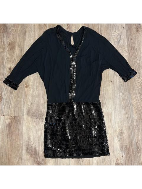 Other Designers Marc Bouwer GlamIt! Black Sequin Embellished Blouson Dolman Sleeve Dress