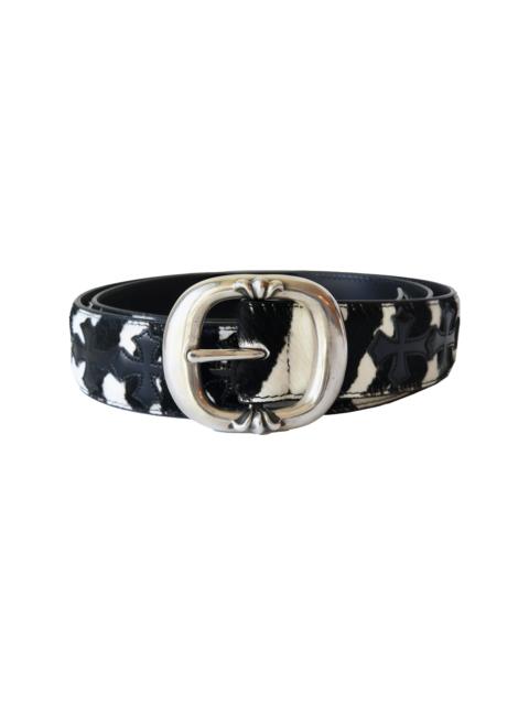 Chrome Hearts Chrome Hearts Cross Patch Zebra Pony Hair Gunslinger Belt Black White