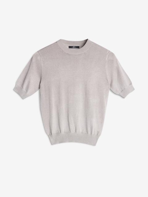 7 For All Mankind Short Sleeve Sweater in Silver Lurex