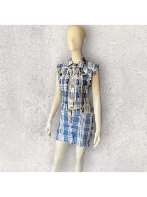 Vivienne Westwood Vintage 1999 Blue Plaid Fray Hem Set