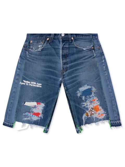 *Better With Age MONROE TRIPLE-WIDE DENIM REPAIR SHORT - INDIGO