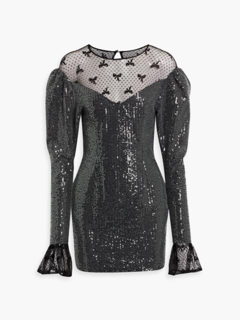 ROTATE Sequined embroidered cotton point d'esprit mini dress