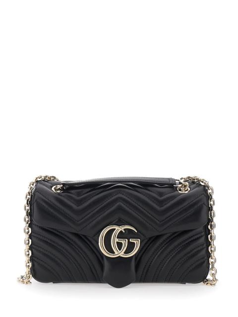 GUCCI Gucci Women 'Gg Marmont' Black Crossbody Bag With Chain-Link Sliding Shoulder Strap And Gg Plaque On