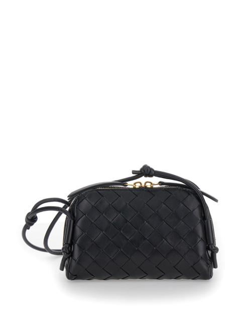 Bottega Veneta Bottega Veneta Women 'Concert' Black Crossbody Bag With Intreccio Motif In Leather Woman