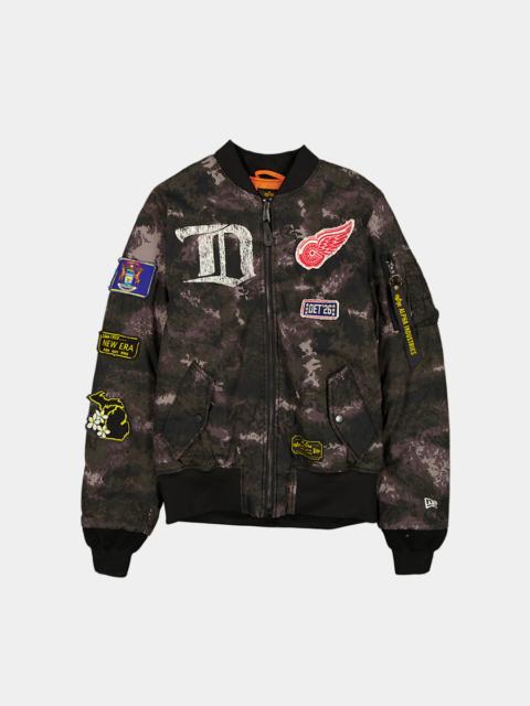 ALPHA INDUSTRIES DETROIT RED WINGS X ALPHA X NEW ERA MA-1 BOMBER JACKET (BLACK CAMO)