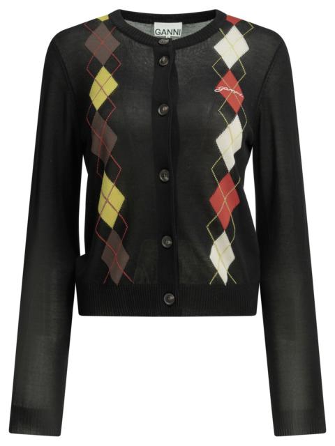 GANNI Ganni Argyle Cardigan Black Women
