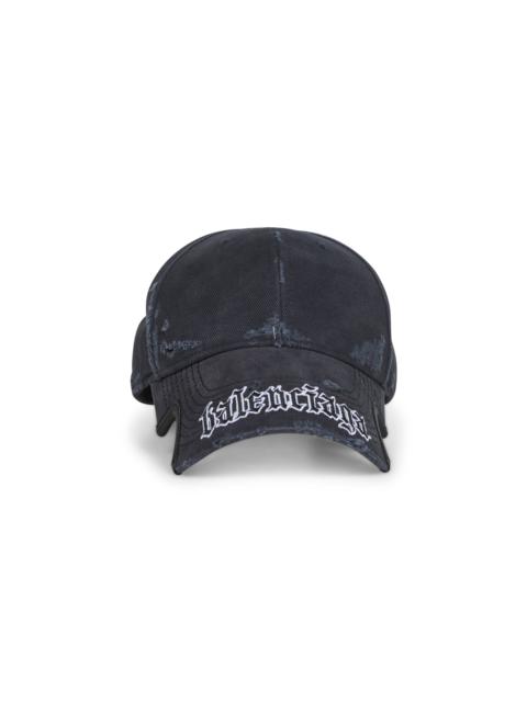 BALENCIAGA Black drill Blackletter Script cap