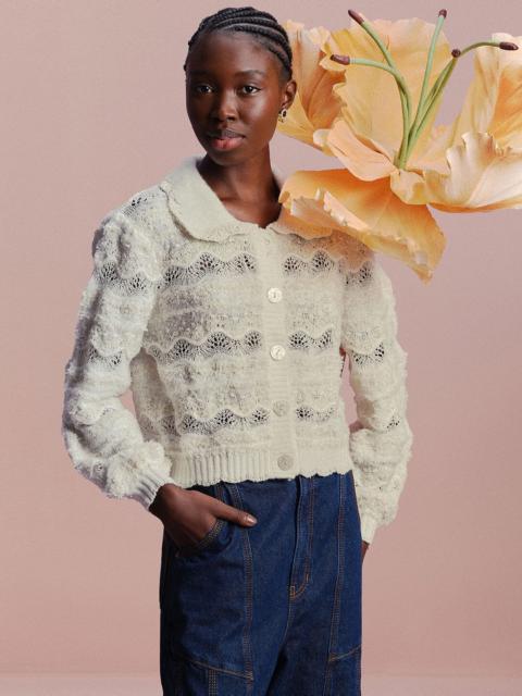 FARM RIO Mixed Stitches Off-White Knit Cardigan