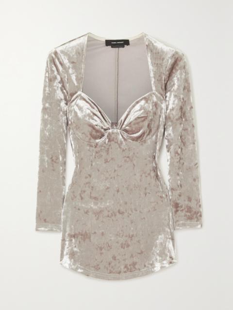 Isabel Marant Gubaia Knotted Stretch Crushed-velvet Top