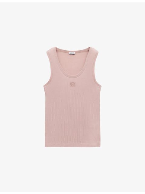 Loewe Anagram Ribbed Silk Fine-Knit Tank Top