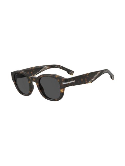 BOSS PATTERNED-ACETATE SUNGLASSES WITH SILVER-TONE HINGES