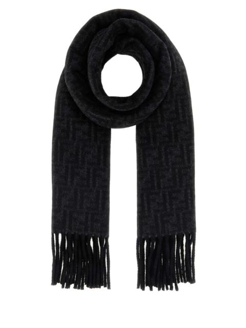 FENDI Fendi Men Black Wool And Cashmere Reversible Scarf