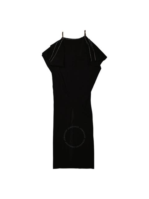 Burberry Burberry Black Crystal And Chain Detail Stretch Jersey Sleeveless Gown