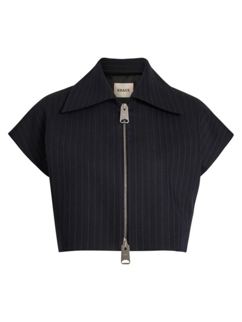 KHAITE Khaite Robin Pinstripe Wool-blend top