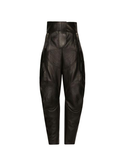 Dolce & Gabbana panelled leather high-waisted trousers
