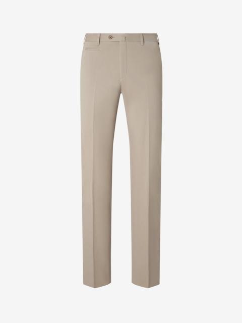 CORNELIANI Beige cotton gabardine and cashmere trousers