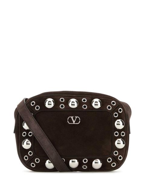 Valentino Valentino Garavani Men Brown Suede Nellcã´Te Crossbody Bag