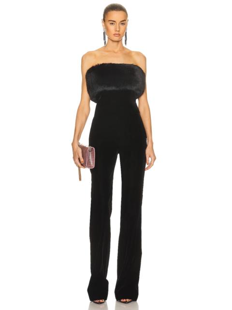 SAINT LAURENT Strapless Velour Jumpsuit